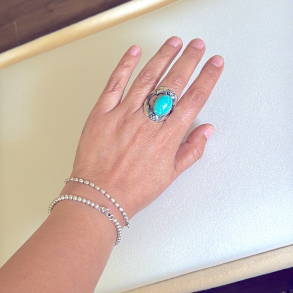 Native American Sterling Silver and Turquoise Ring size 9.5